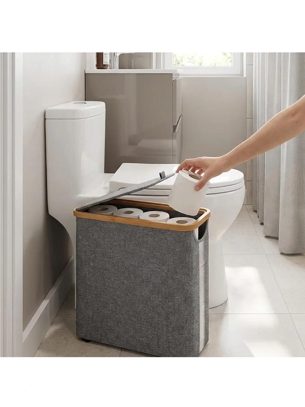 NWOT Toilet Paper Storage w Lid 17.7x13.8x5.9in Waterproof Paper Towel Storage